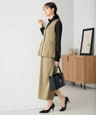 K2EBD11109 a.v.v(アー・ヴェ・ヴェ) 【2SET】ペプラムジレ×ナロースカート モカ