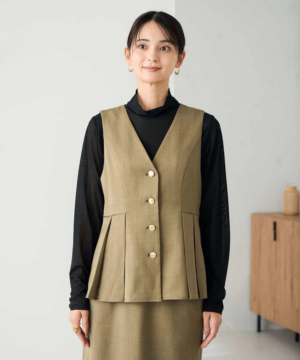 K2EBD11109 a.v.v(アー・ヴェ・ヴェ) 【2SET】ペプラムジレ×ナロースカート モカ