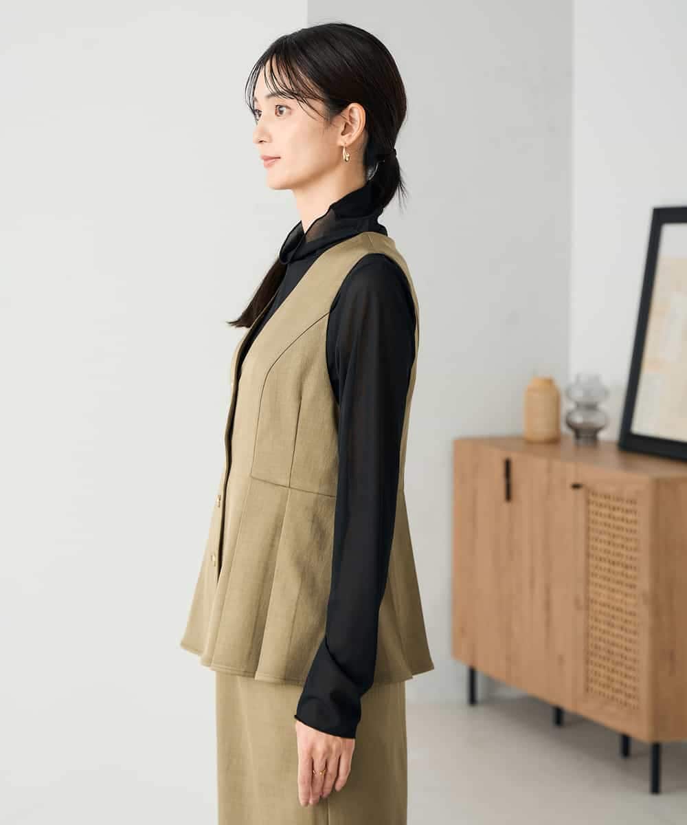 K2EBD11109 a.v.v(アー・ヴェ・ヴェ) 【2SET】ペプラムジレ×ナロースカート モカ