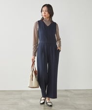 K2EFA10109 a.v.v(アー・ヴェ・ヴェ) 【マシンウォッシャブル】Vネックコンビネゾン ネイビー