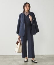 K2EFA10109 a.v.v(アー・ヴェ・ヴェ) 【マシンウォッシャブル】Vネックコンビネゾン ネイビー