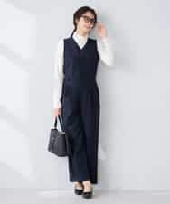 K2EFD03109 a.v.v(アー・ヴェ・ヴェ) 【洗える】Vネックコンビネゾン ネイビー