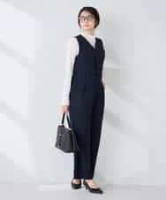 K2EFD03109 a.v.v(アー・ヴェ・ヴェ) 【洗える】Vネックコンビネゾン ネイビー