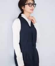 K2EFD03109 a.v.v(アー・ヴェ・ヴェ) 【洗える】Vネックコンビネゾン ネイビー