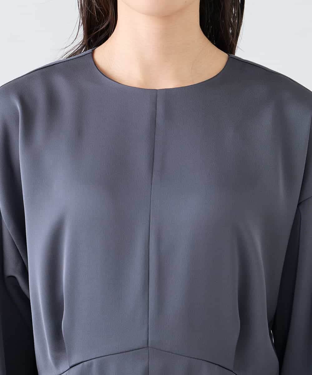 K2EFD05089 a.v.v(アー・ヴェ・ヴェ) サテンドルマンスリーブワンピース ベージュ