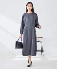 K2EFD05089 a.v.v(アー・ヴェ・ヴェ) サテンドルマンスリーブワンピース ダークグレー