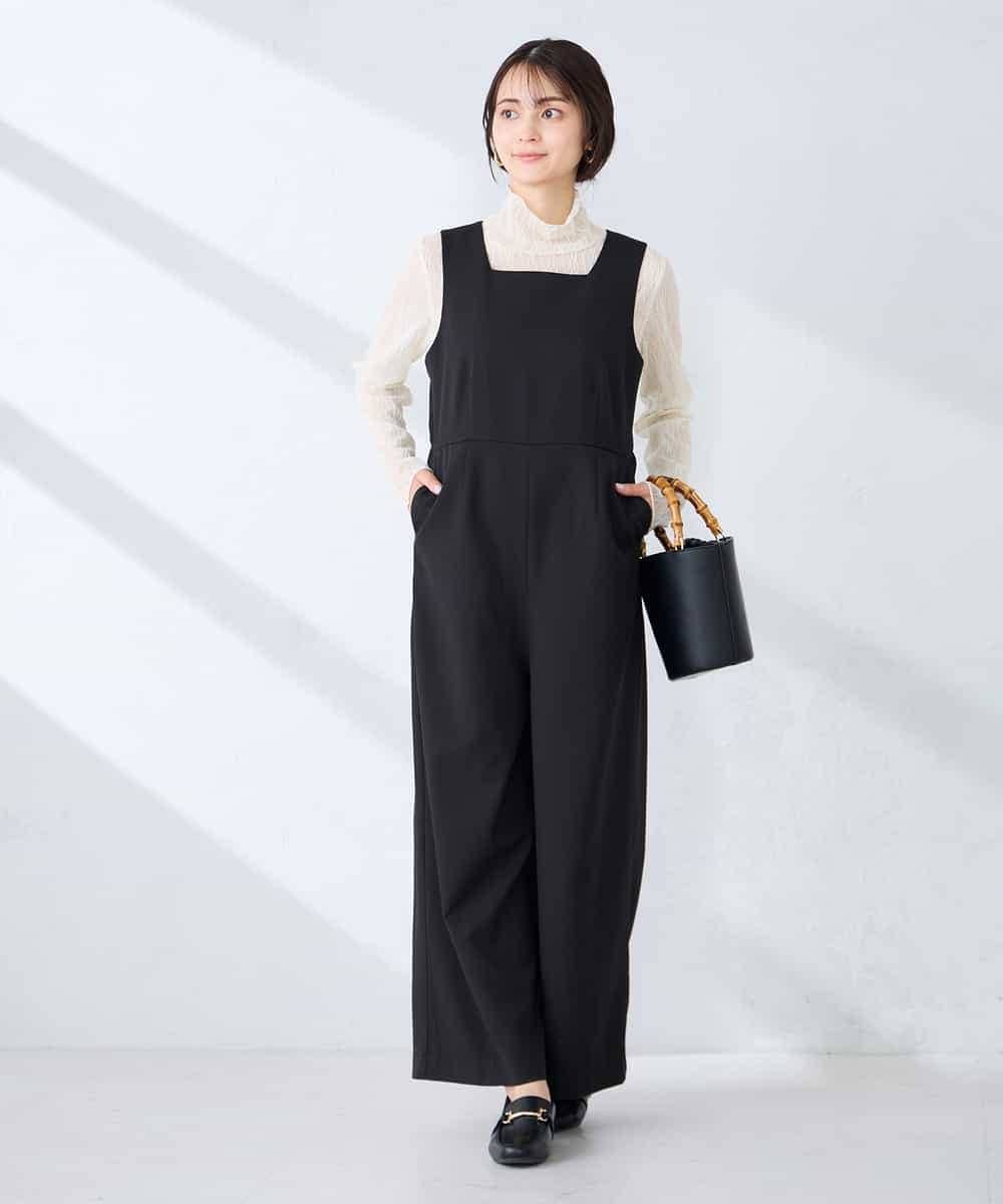 K2EFD06099 a.v.v(アー・ヴェ・ヴェ) スクエアネックオールインワン ブラック