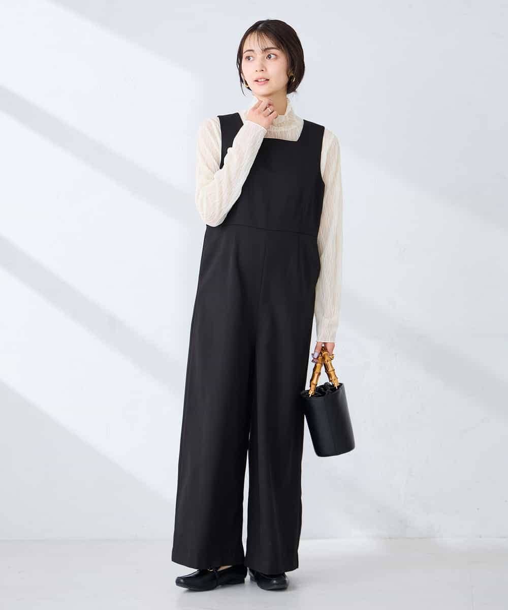 K2EFD06099 a.v.v(アー・ヴェ・ヴェ) スクエアネックオールインワン ブラック