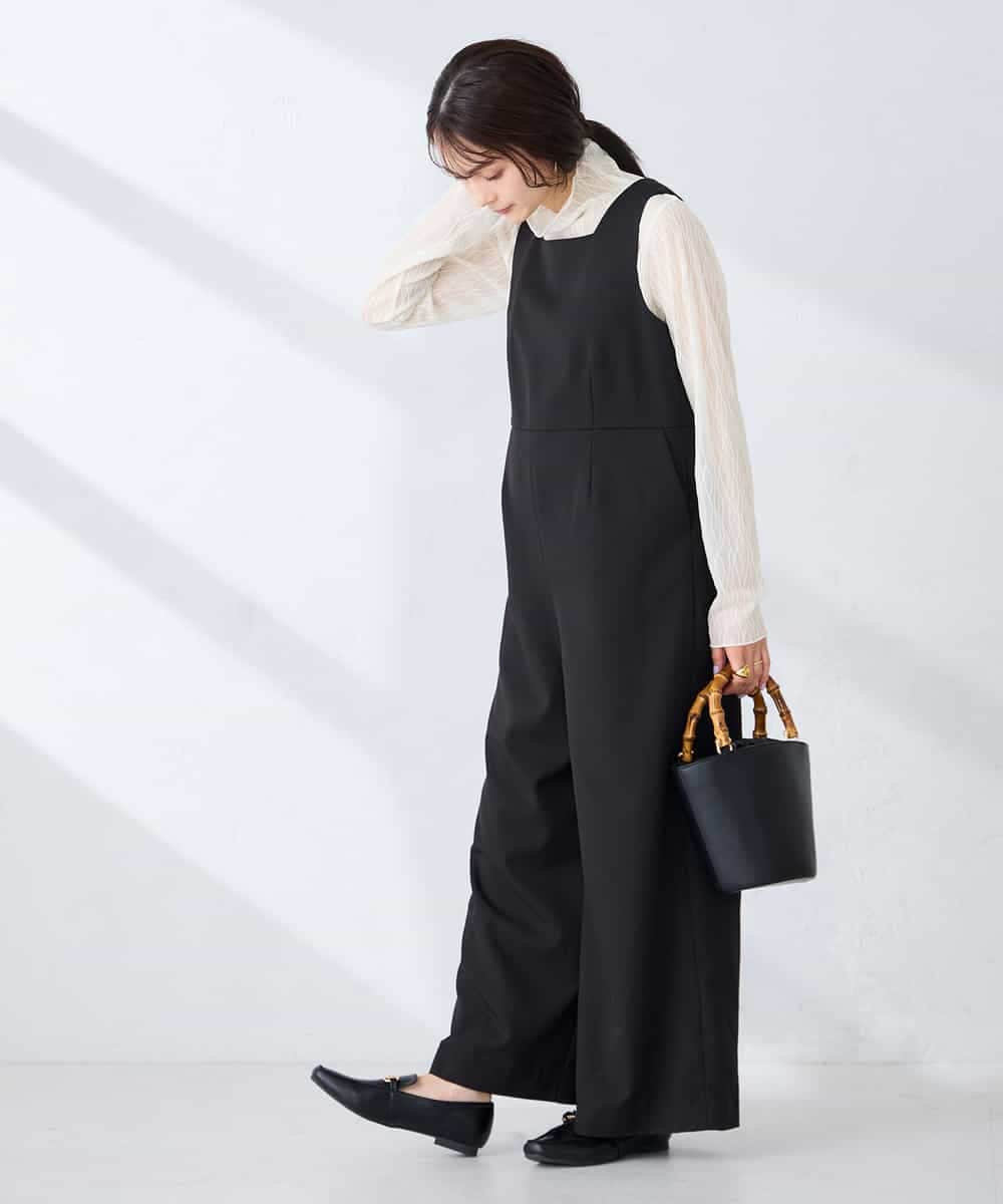 K2EFD06099 a.v.v(アー・ヴェ・ヴェ) スクエアネックオールインワン ブラック