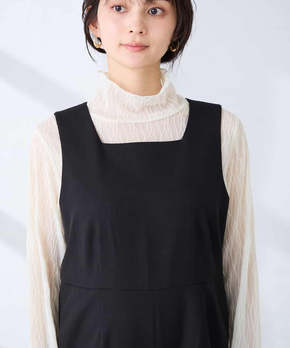 K2EFD06099 a.v.v(アー・ヴェ・ヴェ) スクエアネックオールインワン ブラック