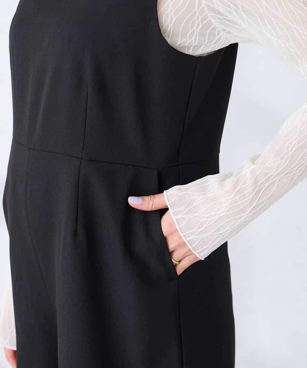 K2EFD06099 a.v.v(アー・ヴェ・ヴェ) スクエアネックオールインワン ブラック