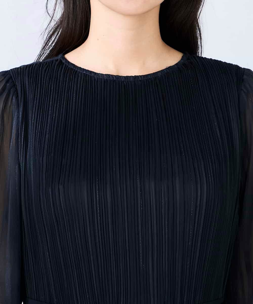 K2EFD12109 a.v.v(アー・ヴェ・ヴェ) ランダムプリーツワンピース ネイビー