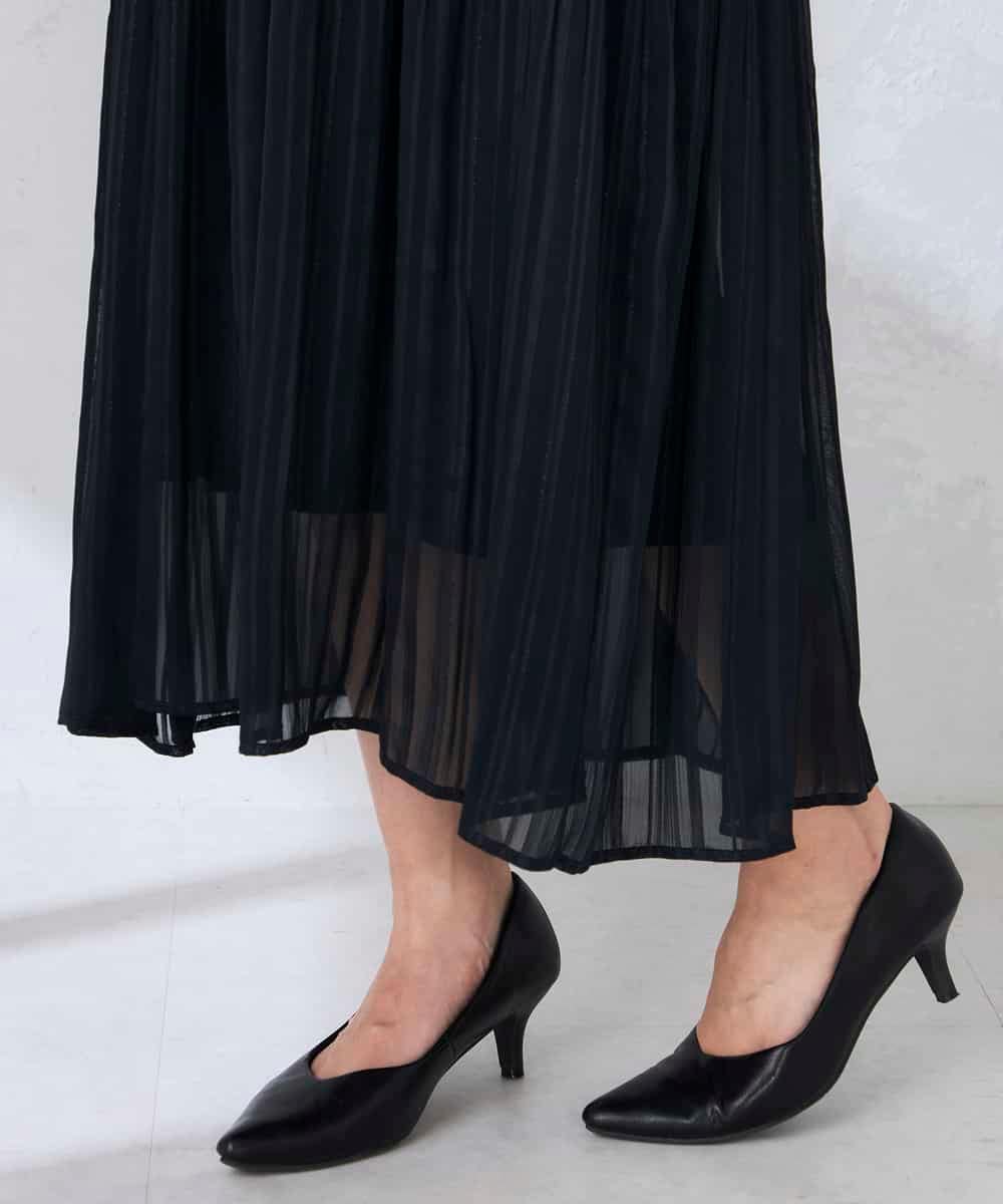 K2EFD12109 a.v.v(アー・ヴェ・ヴェ) ランダムプリーツワンピース ネイビー