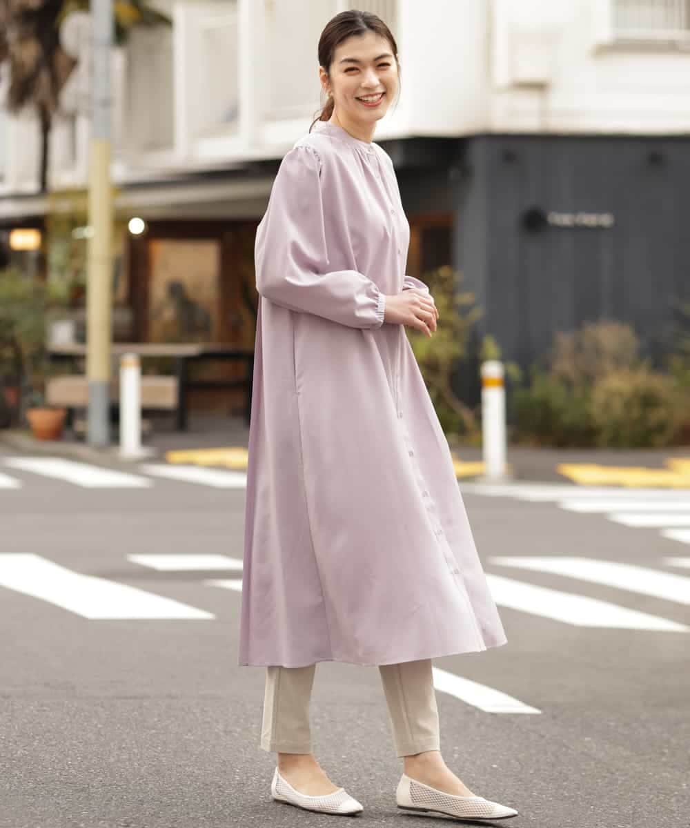 K2EFP05079 a.v.v(アー・ヴェ・ヴェ) 麻調バックプリーツワンピース ベージュ