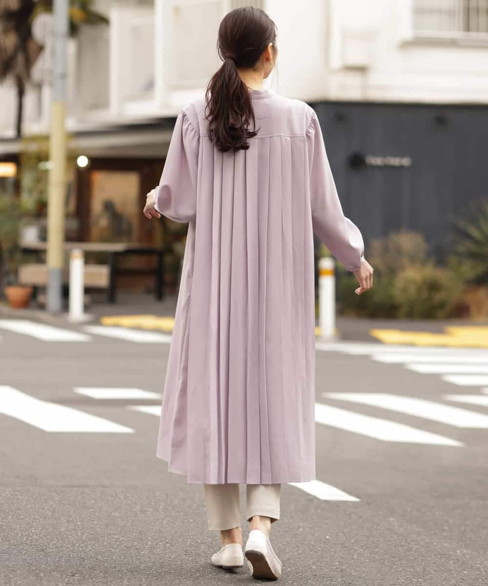 K2EFP05079 a.v.v(アー・ヴェ・ヴェ) 麻調バックプリーツワンピース ベージュ