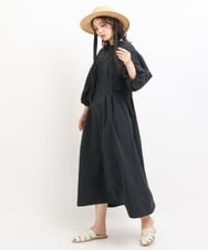 K2EFS08089 a.v.v(アー・ヴェ・ヴェ) ボリュームスリーブタフタワンピース ネイビー