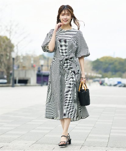 K2EGD01089 a.v.v ソフトサッカーパフスリーブワンピース