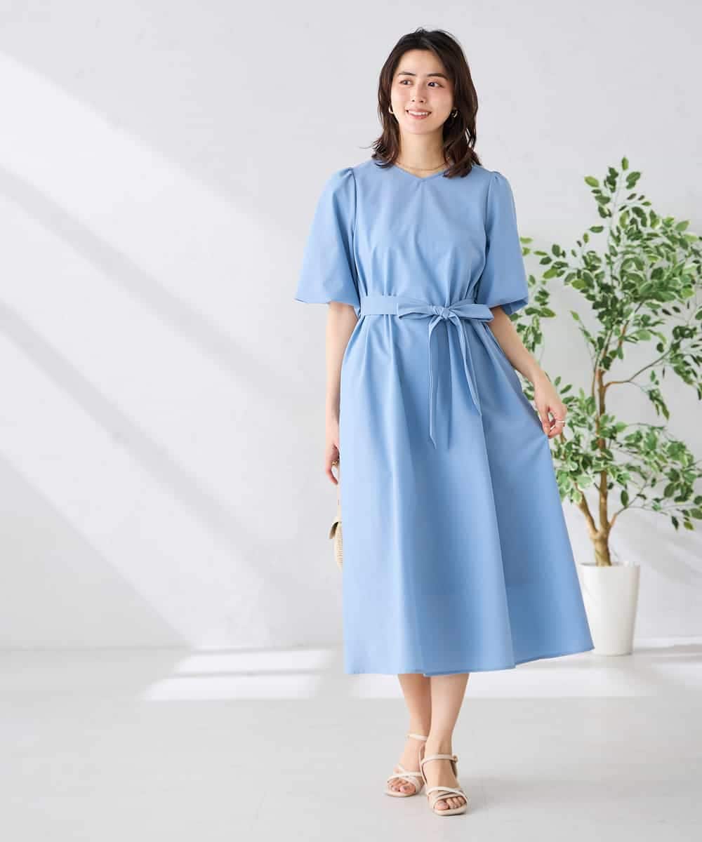 K2EGD01089 a.v.v(アー・ヴェ・ヴェ) ソフトサッカーパフスリーブワンピース ブルー