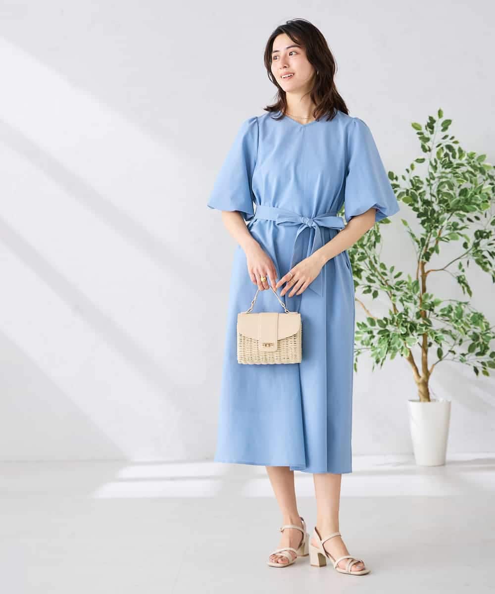 K2EGD01089 a.v.v(アー・ヴェ・ヴェ) ソフトサッカーパフスリーブワンピース ブルー