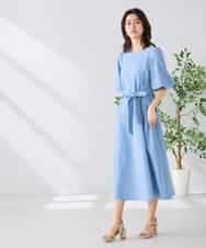 K2EGD01089 a.v.v(アー・ヴェ・ヴェ) ソフトサッカーパフスリーブワンピース ブルー