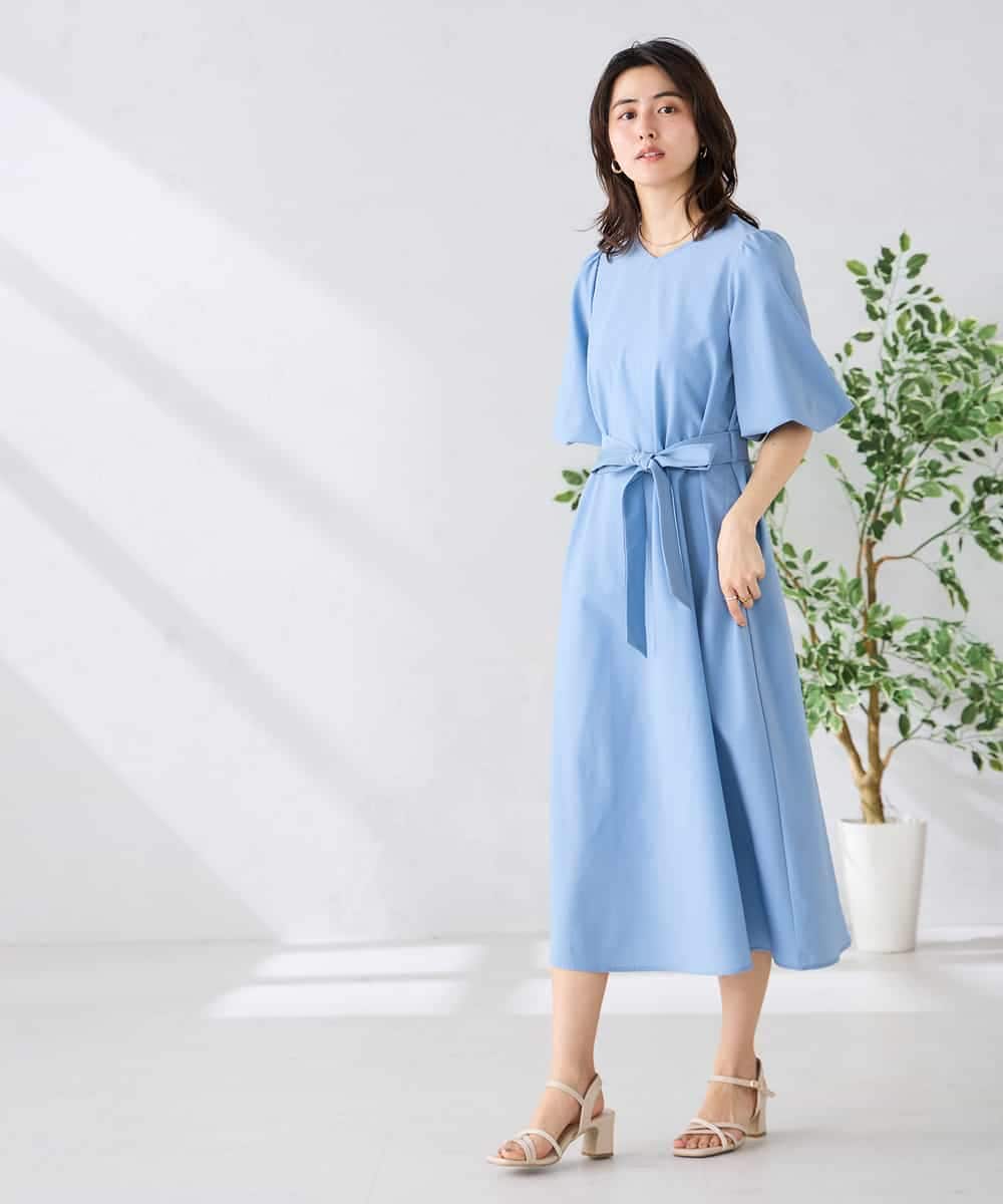 K2EGD01089 a.v.v(アー・ヴェ・ヴェ) ソフトサッカーパフスリーブワンピース ブルー