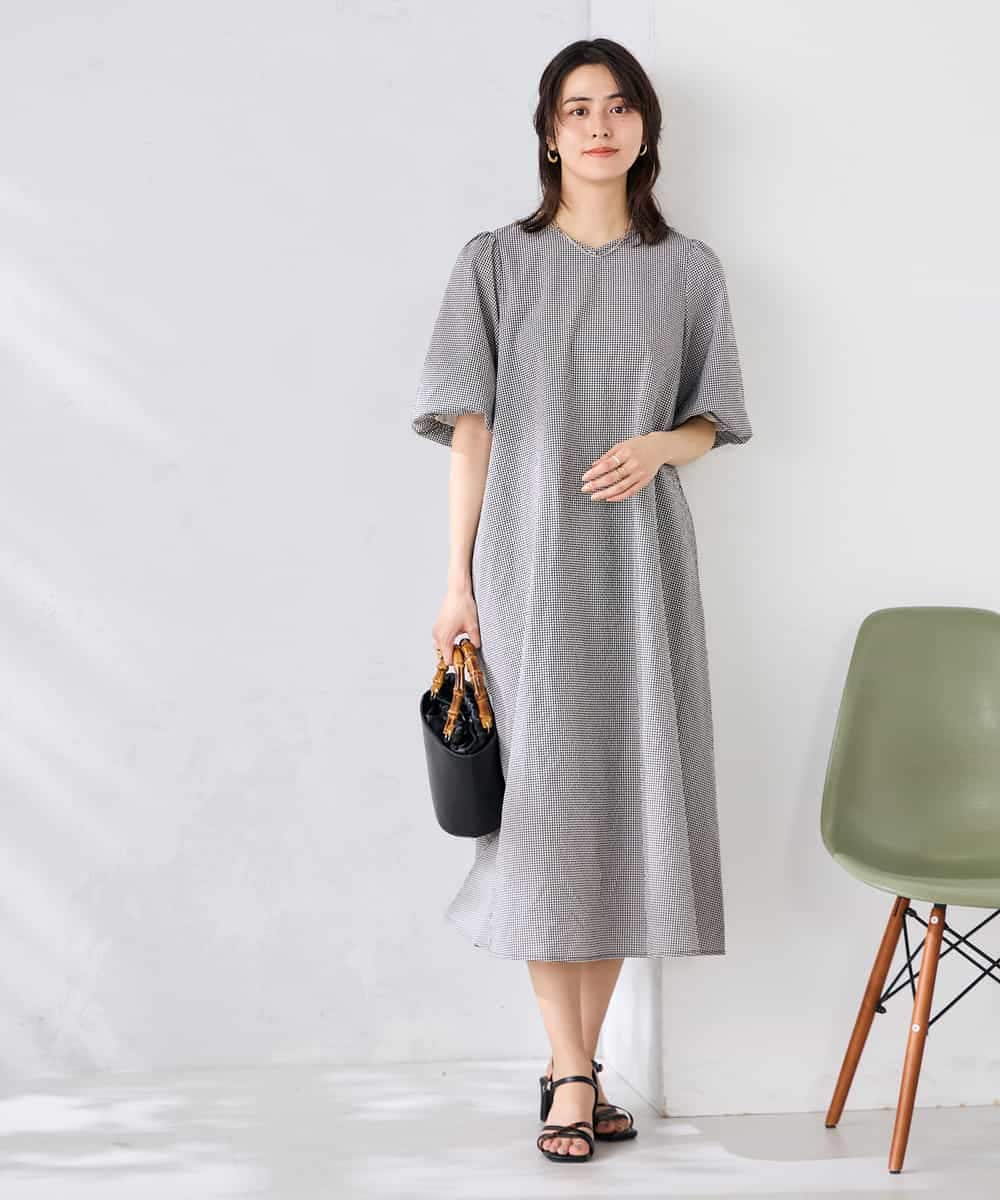 K2EGD01089 a.v.v(アー・ヴェ・ヴェ) ソフトサッカーパフスリーブワンピース ブルー