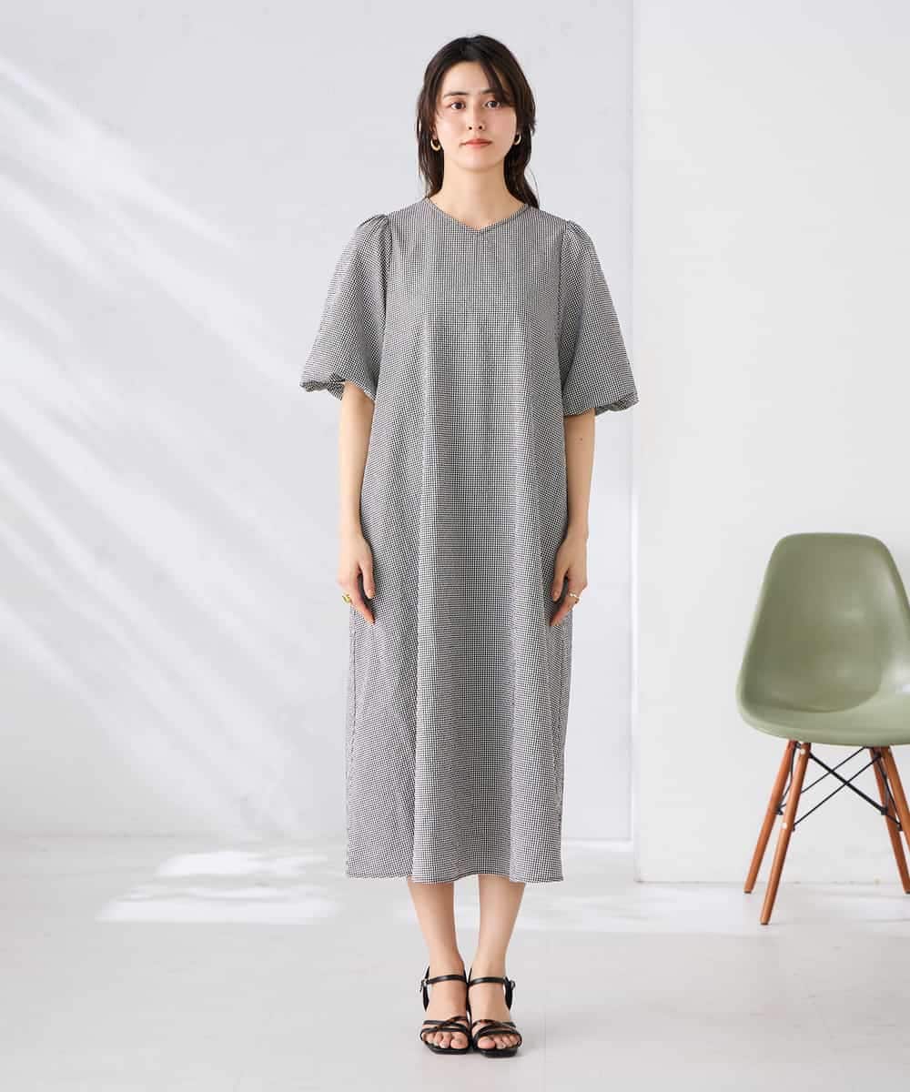 K2EGD01089 a.v.v(アー・ヴェ・ヴェ) ソフトサッカーパフスリーブワンピース ブルー