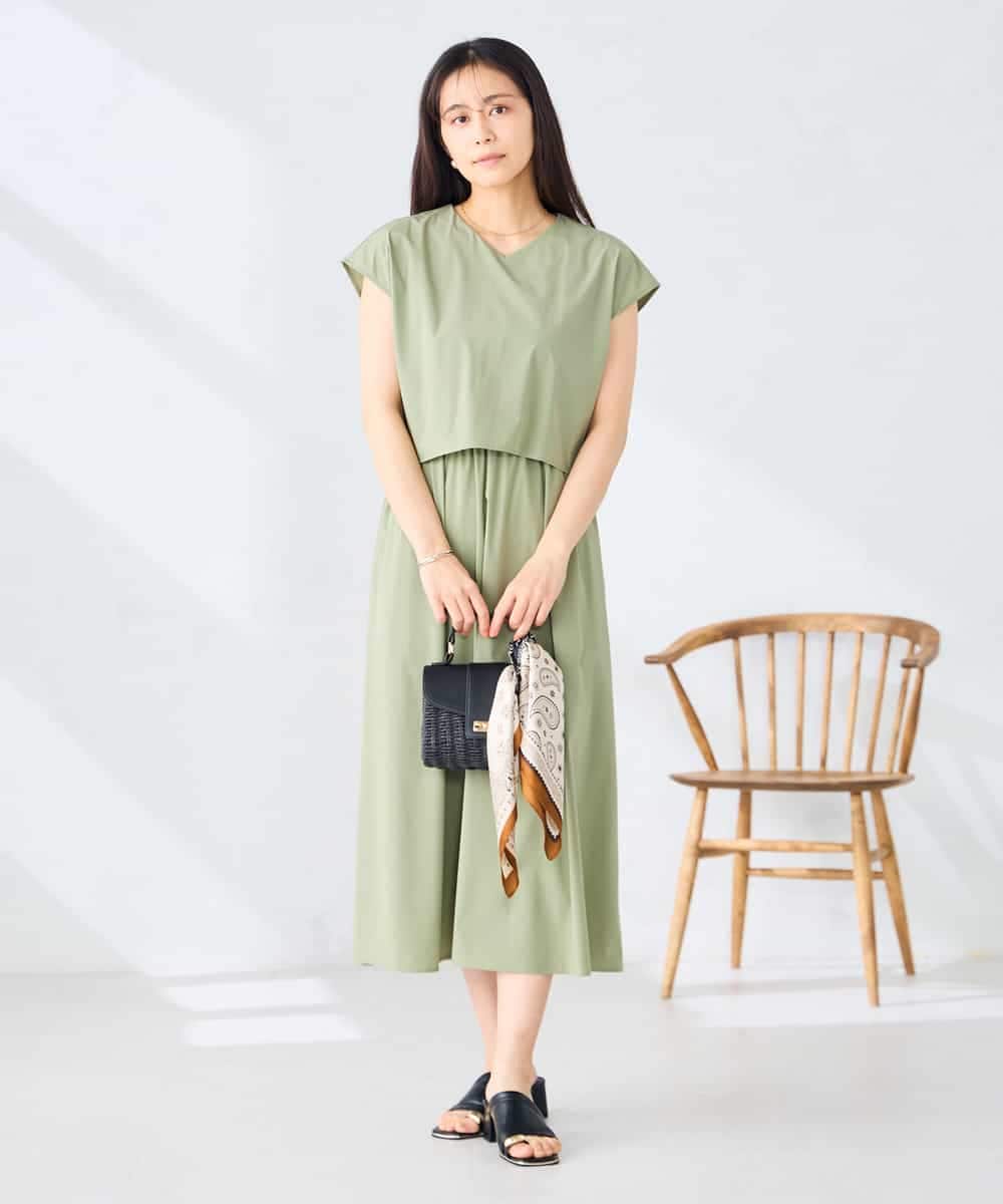 K2EGD09089 a.v.v(アー・ヴェ・ヴェ) 【微撥水】ナイロンドッキングワンピース カーキ