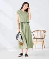 K2EGD09089 a.v.v(アー・ヴェ・ヴェ) 【微撥水】ナイロンドッキングワンピース カーキ