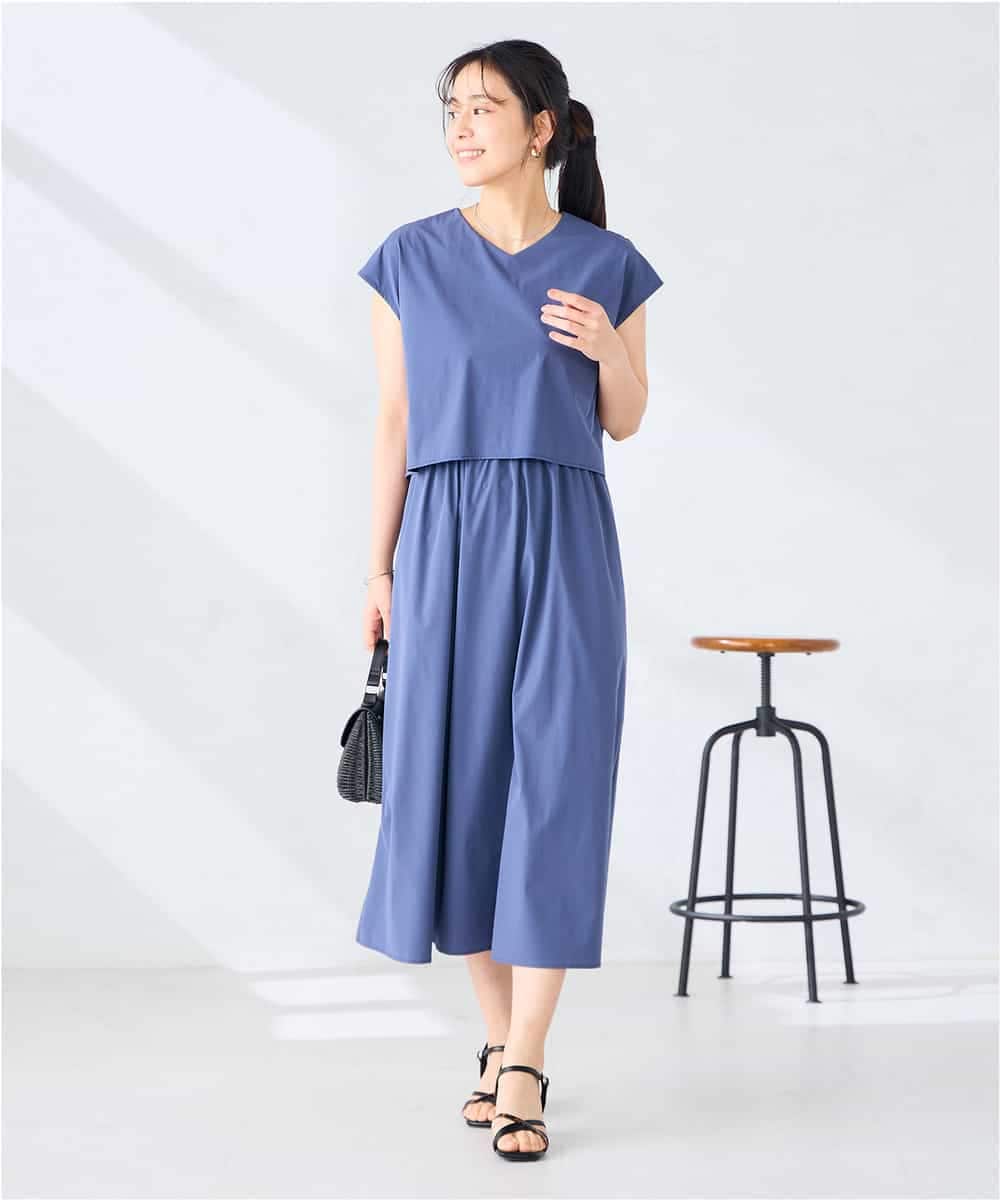 K2EGD09089 a.v.v(アー・ヴェ・ヴェ) 【微撥水】ナイロンドッキングワンピース カーキ