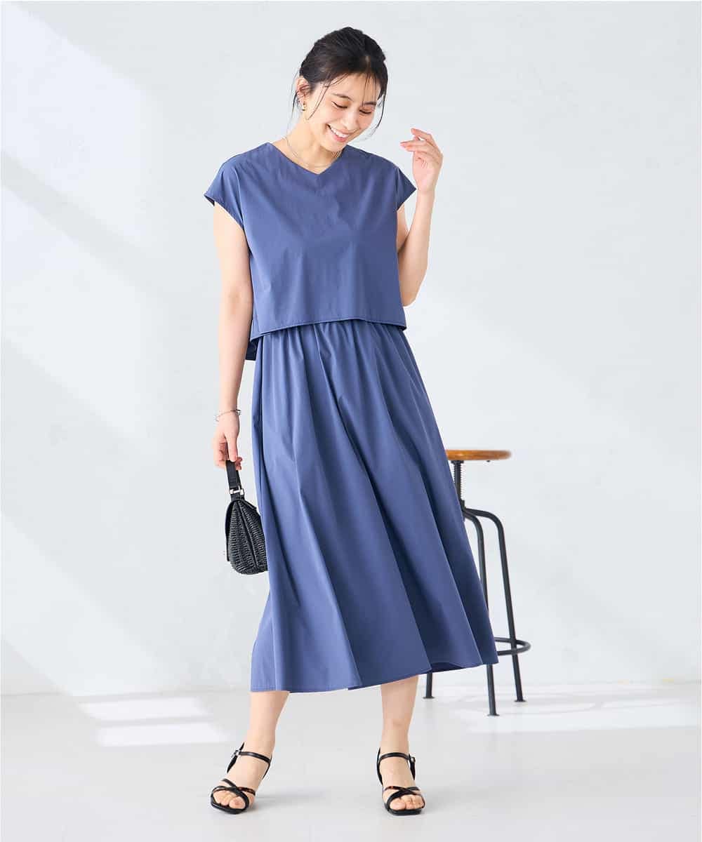 K2EGD09089 a.v.v(アー・ヴェ・ヴェ) 【微撥水】ナイロンドッキングワンピース カーキ