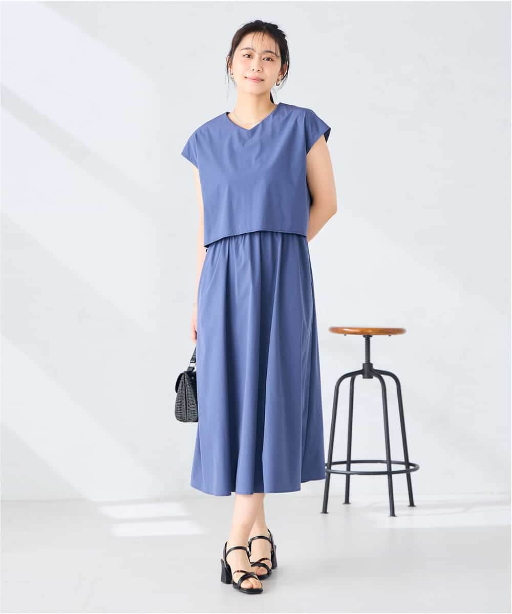 K2EGD09089 a.v.v(アー・ヴェ・ヴェ) 【微撥水】ナイロンドッキングワンピース ネイビー