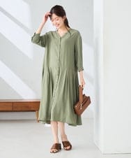 K2EGD11079 a.v.v(アー・ヴェ・ヴェ) 【洗える】カラーレスシャツワンピース カーキ