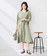 K2EGD11079 a.v.v(アー・ヴェ・ヴェ) 【洗える】カラーレスシャツワンピース カーキ