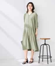 K2EGD11079 a.v.v(アー・ヴェ・ヴェ) 【洗える】カラーレスシャツワンピース カーキ