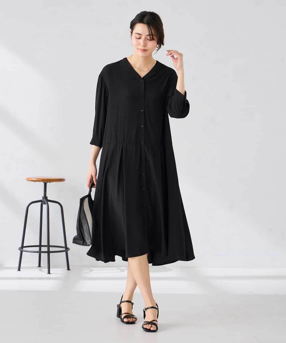 K2EGD11079 a.v.v(アー・ヴェ・ヴェ) 【洗える】カラーレスシャツワンピース カーキ