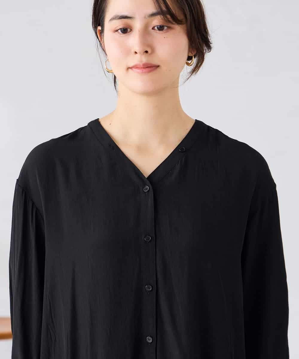 K2EGD11079 a.v.v(アー・ヴェ・ヴェ) 【洗える】カラーレスシャツワンピース カーキ