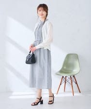 K2EGD13089 a.v.v(アー・ヴェ・ヴェ) フレアシャツワンピース ネイビーストライプ柄