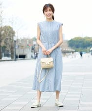 K2EGD13089 a.v.v(アー・ヴェ・ヴェ) フレアシャツワンピース ネイビーストライプ柄