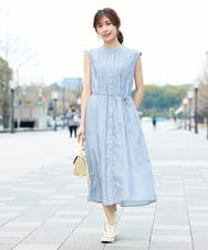 K2EGD13089 a.v.v(アー・ヴェ・ヴェ) フレアシャツワンピース ネイビーストライプ柄