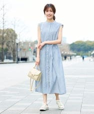 K2EGD13089 a.v.v(アー・ヴェ・ヴェ) フレアシャツワンピース ネイビーストライプ柄