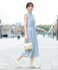 K2EGD13089 a.v.v(アー・ヴェ・ヴェ) フレアシャツワンピース ネイビーストライプ柄