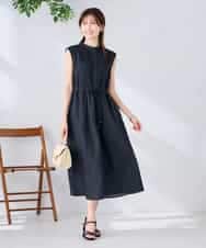 K2EGD13089 a.v.v(アー・ヴェ・ヴェ) フレアシャツワンピース ネイビーストライプ柄