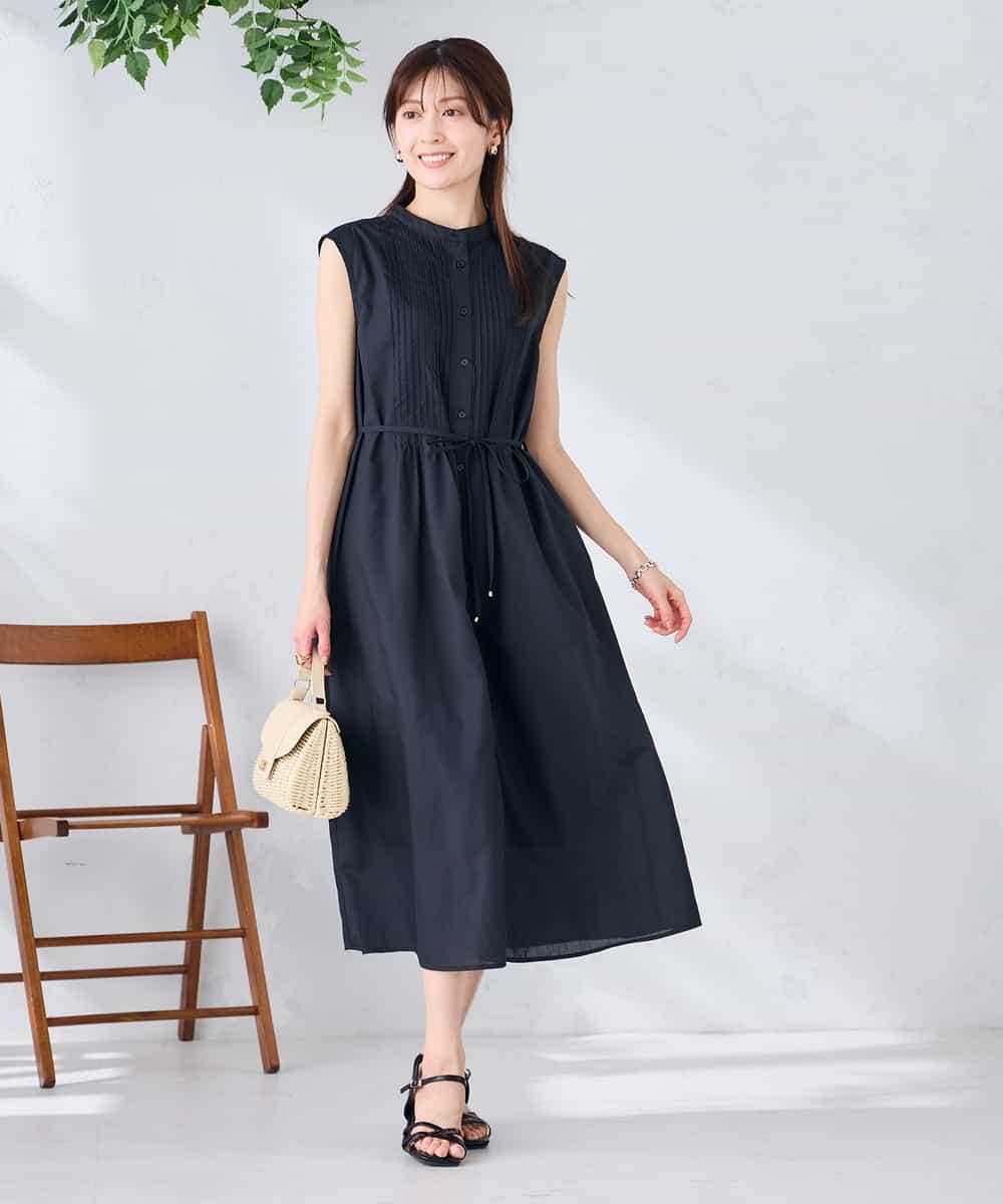 K2EGD13089 a.v.v(アー・ヴェ・ヴェ) フレアシャツワンピース ネイビーストライプ柄