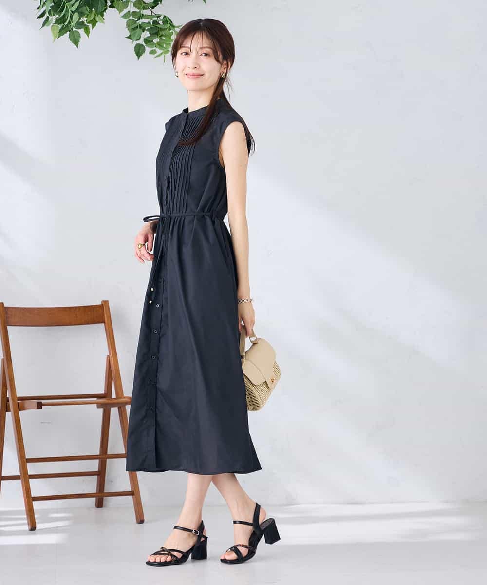 K2EGD13089 a.v.v(アー・ヴェ・ヴェ) フレアシャツワンピース ネイビーストライプ柄