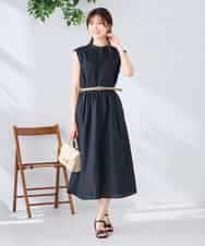 K2EGD13089 a.v.v(アー・ヴェ・ヴェ) フレアシャツワンピース ネイビーストライプ柄