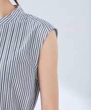 K2EGD13089 a.v.v(アー・ヴェ・ヴェ) フレアシャツワンピース ネイビーストライプ柄