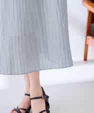 K2EGD13089 a.v.v(アー・ヴェ・ヴェ) フレアシャツワンピース ネイビーストライプ柄