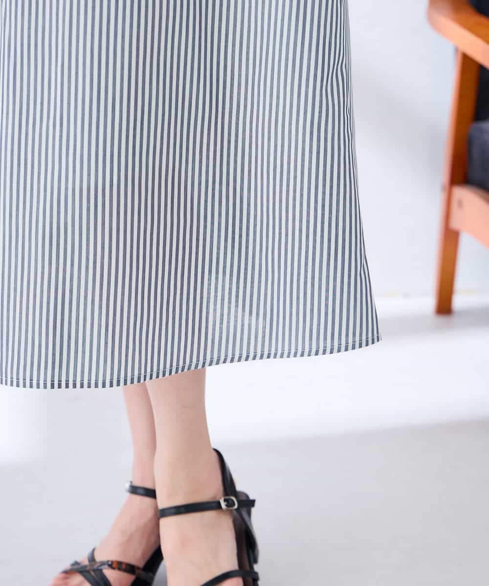 K2EGD13089 a.v.v(アー・ヴェ・ヴェ) フレアシャツワンピース ネイビーストライプ柄