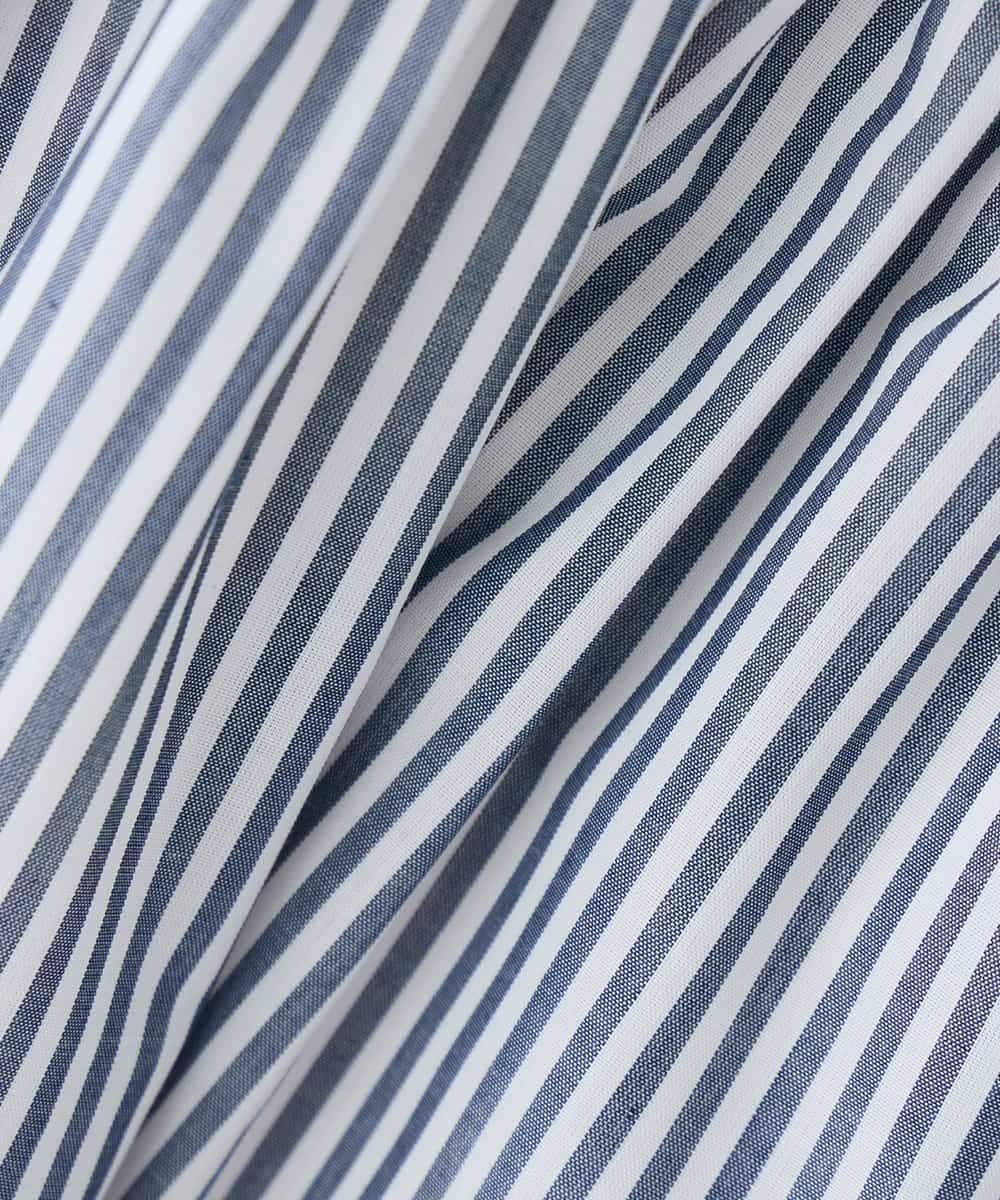 K2EGD13089 a.v.v(アー・ヴェ・ヴェ) フレアシャツワンピース ネイビーストライプ柄